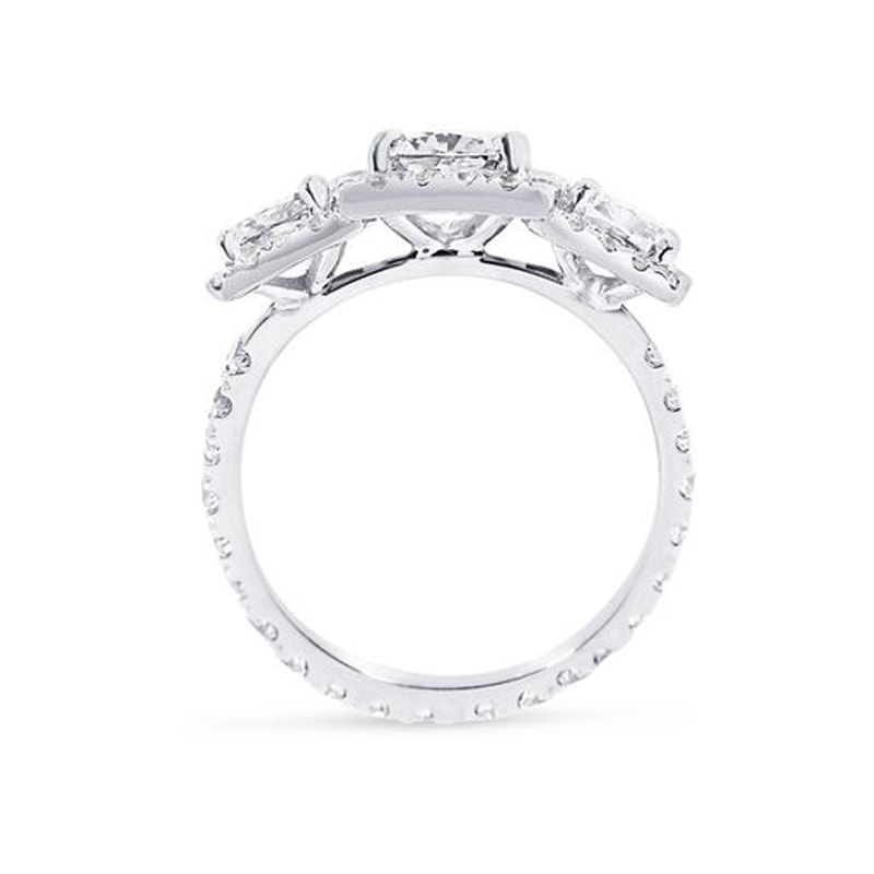 Cushion Cut Halo Trilogy Lab Grown Diamond Engagement Ring view 5