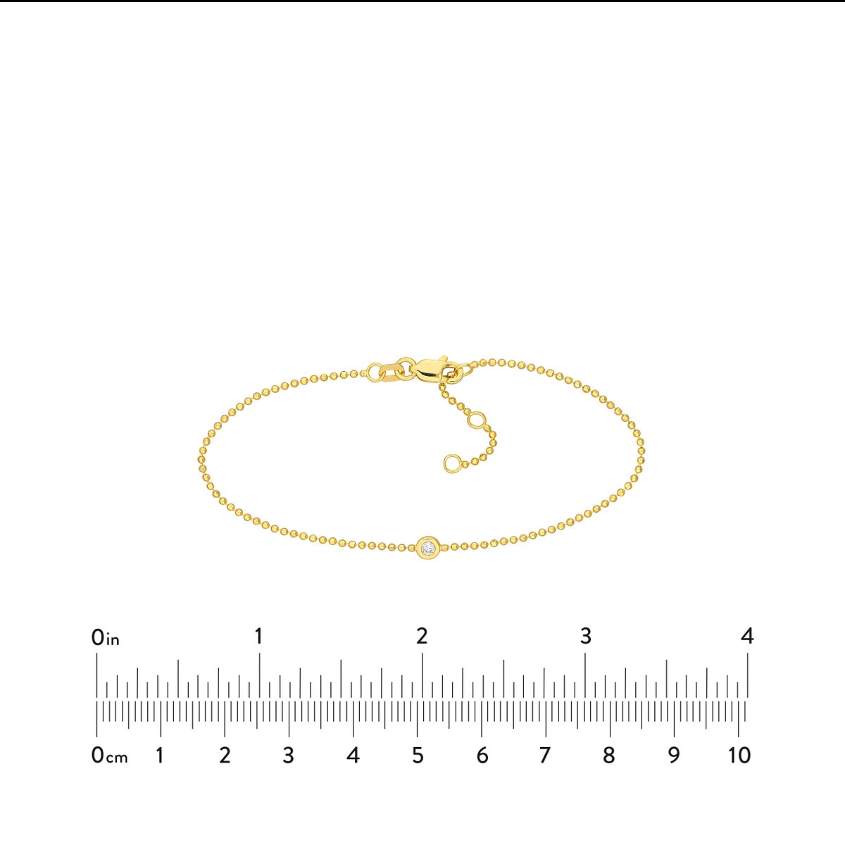 Diamond Bezel in a Beaded Gold Bracelet view 5