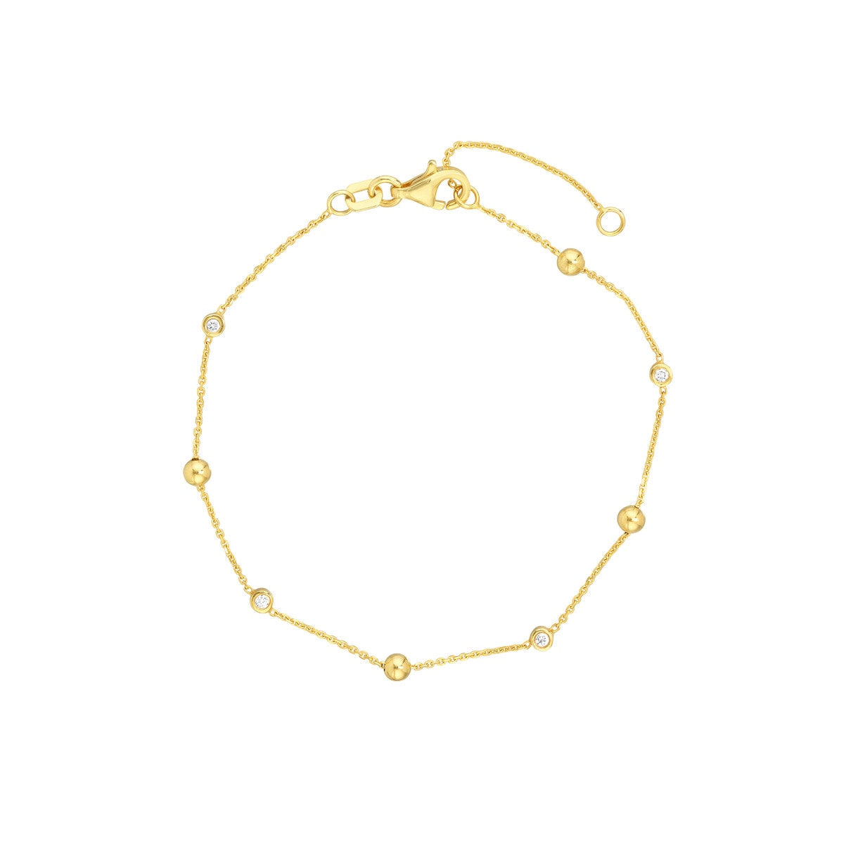 Alternating Bezel Diamond & Bead Bracelet view 1