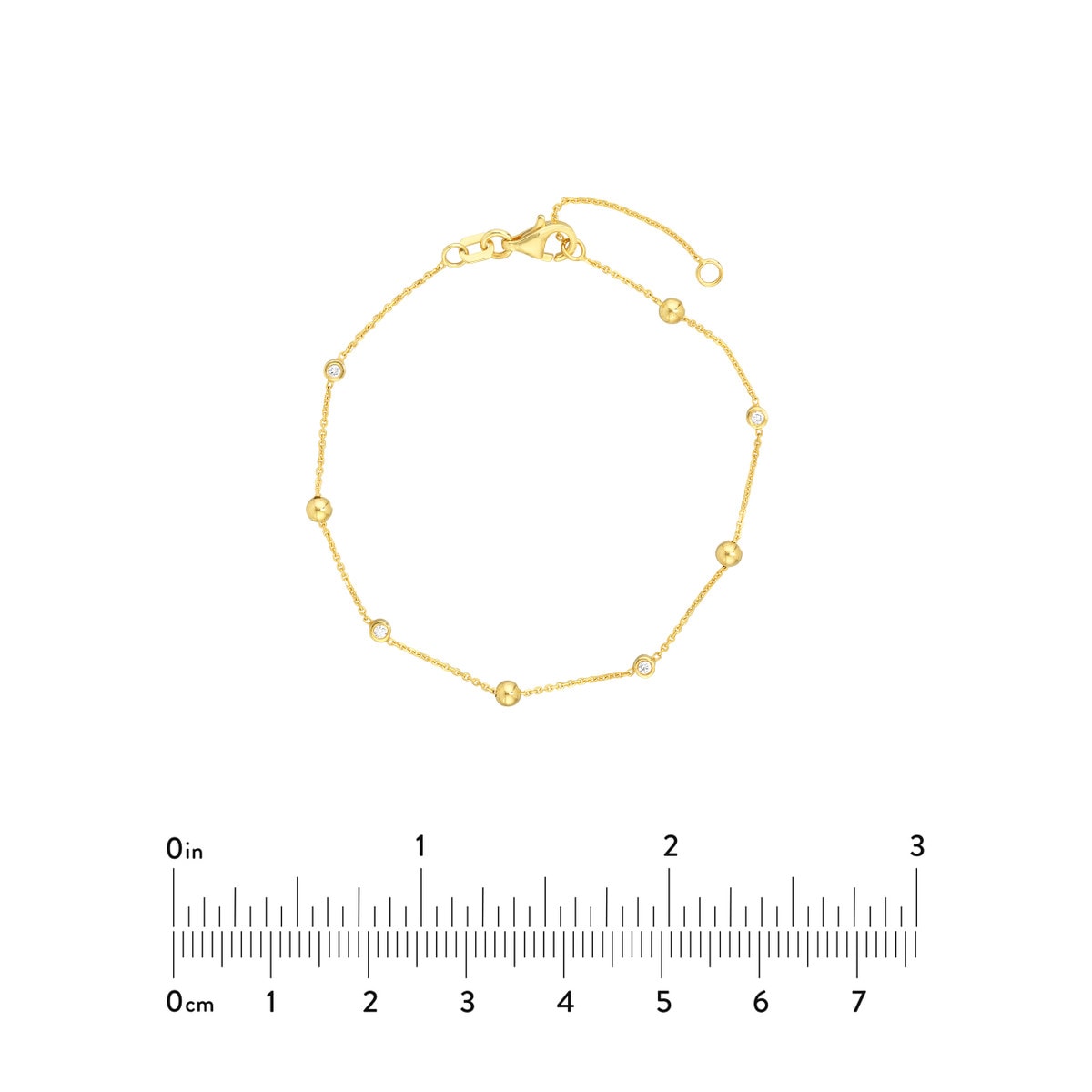 Alternating Bezel Diamond & Bead Bracelet view 5