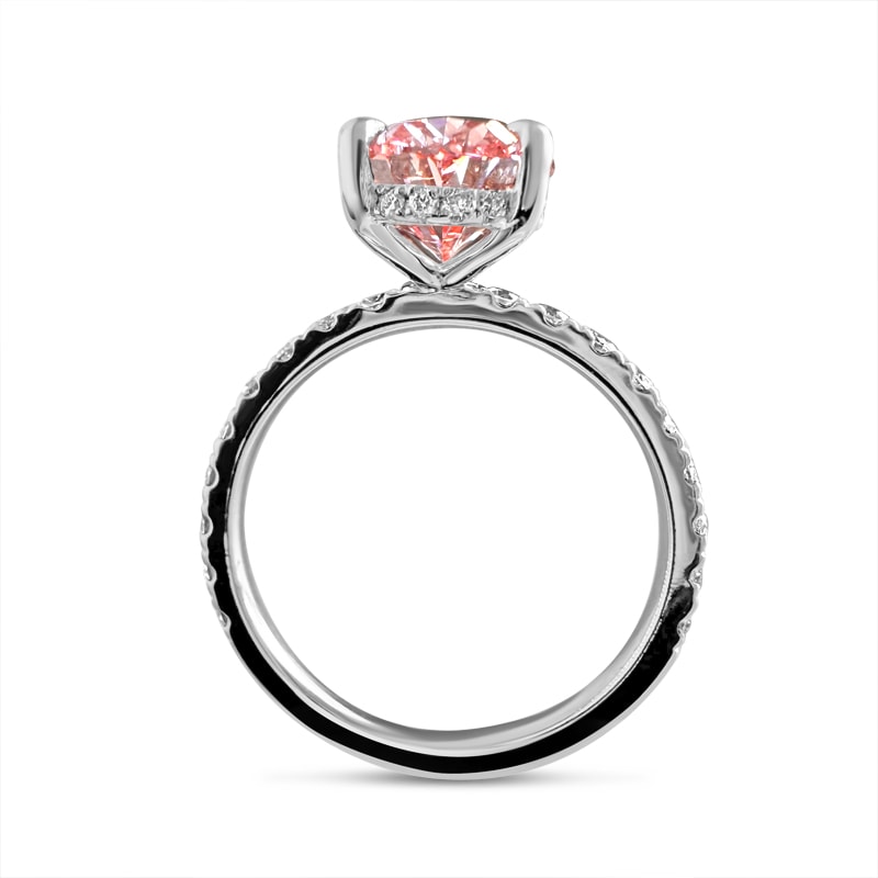Pink Oval Shoulder Set Solitaire Diamond Engagement Ring view 5