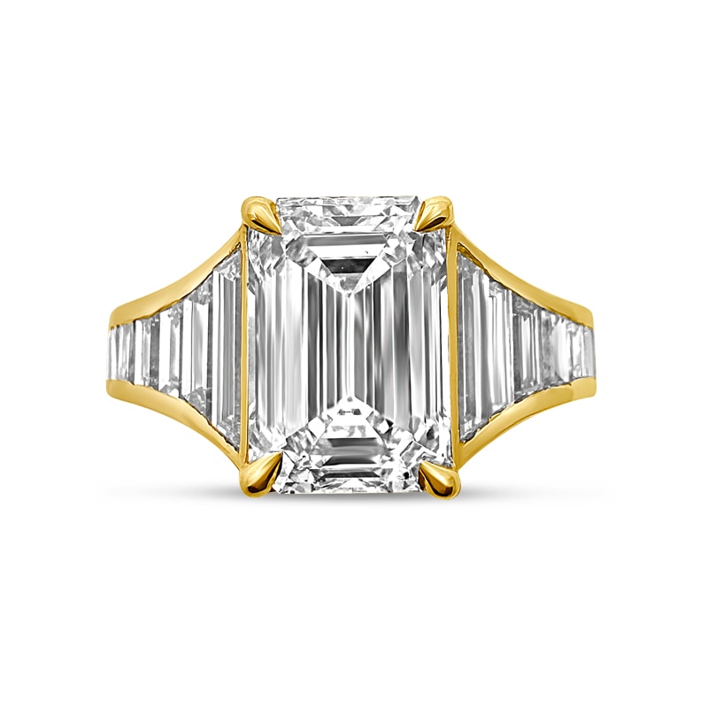 Angelina Jolie Emerald Cut Baguettes Set Lab Grown Diamond Engagement Ring view 1