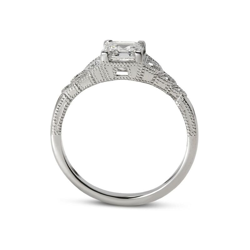 Art Deco Asscher Shape Diamond Engagement Ring view 4