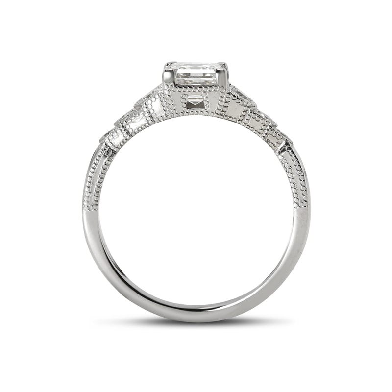 Art Deco Lab Grown Asscher Shape Diamond Engagement Ring view 5