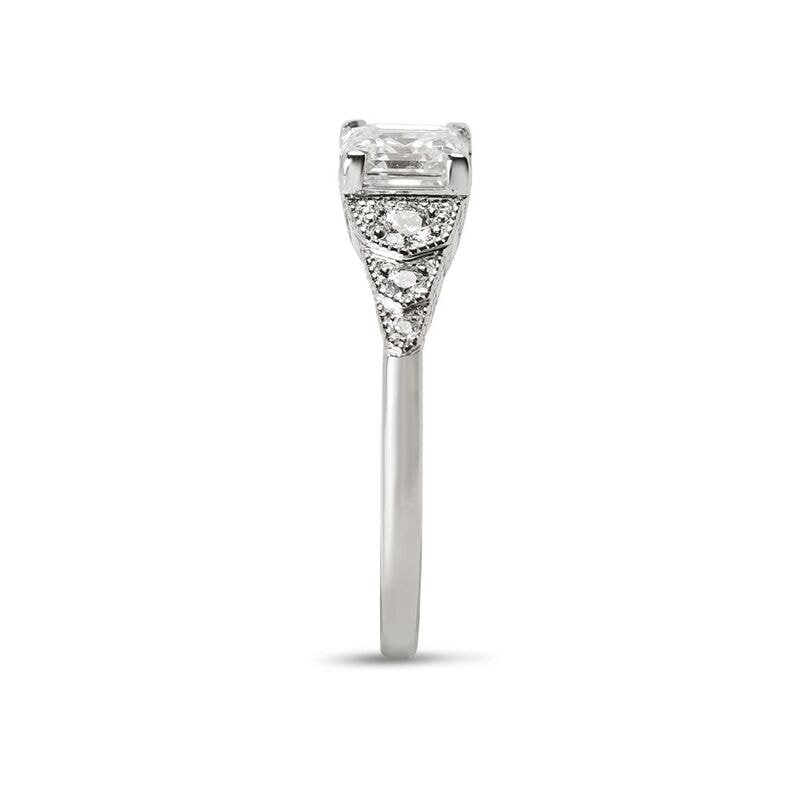 Art Deco Asscher Shape Diamond Engagement Ring view 3
