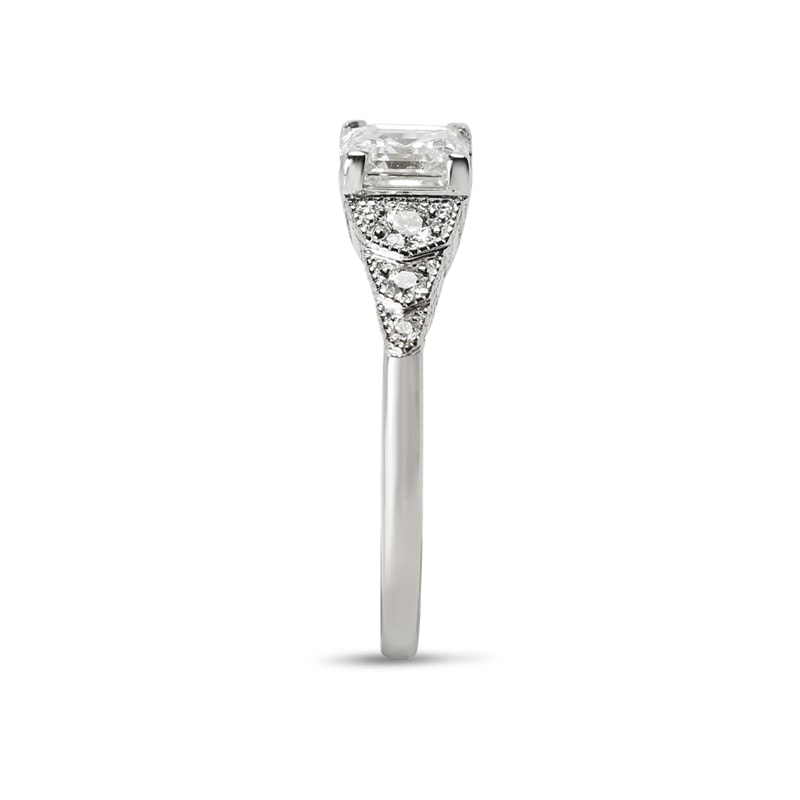 Art Deco Lab Grown Asscher Shape Diamond Engagement Ring view 3