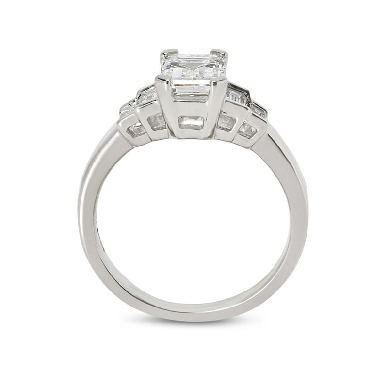 Emerald Shape Art Deco Diamond Engagement Ring view 3