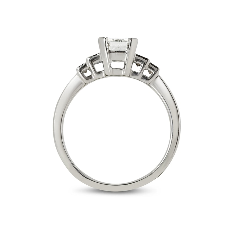 Emerald Shape Art Deco Diamond Engagement Ring view 5