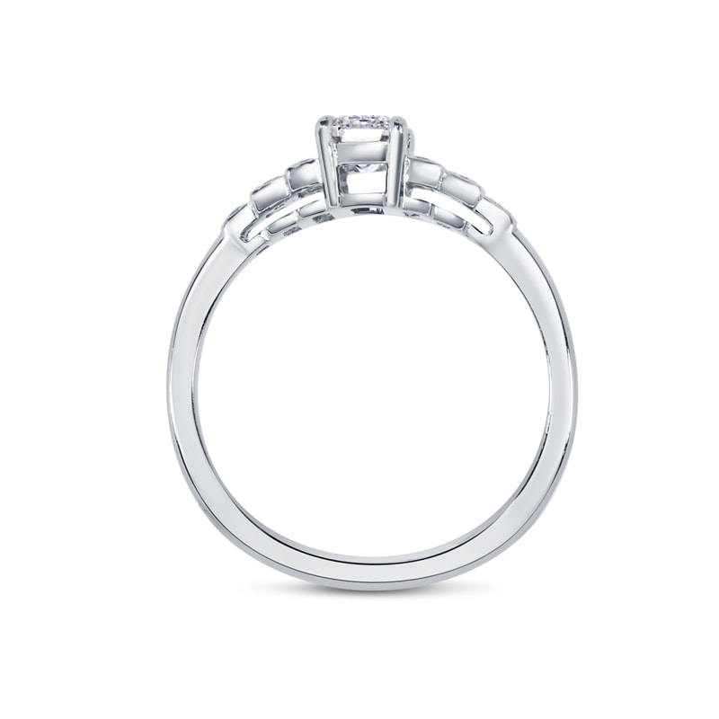 Emerald Cut Art Deco Lab Grown Diamond Engagement Ring view 5