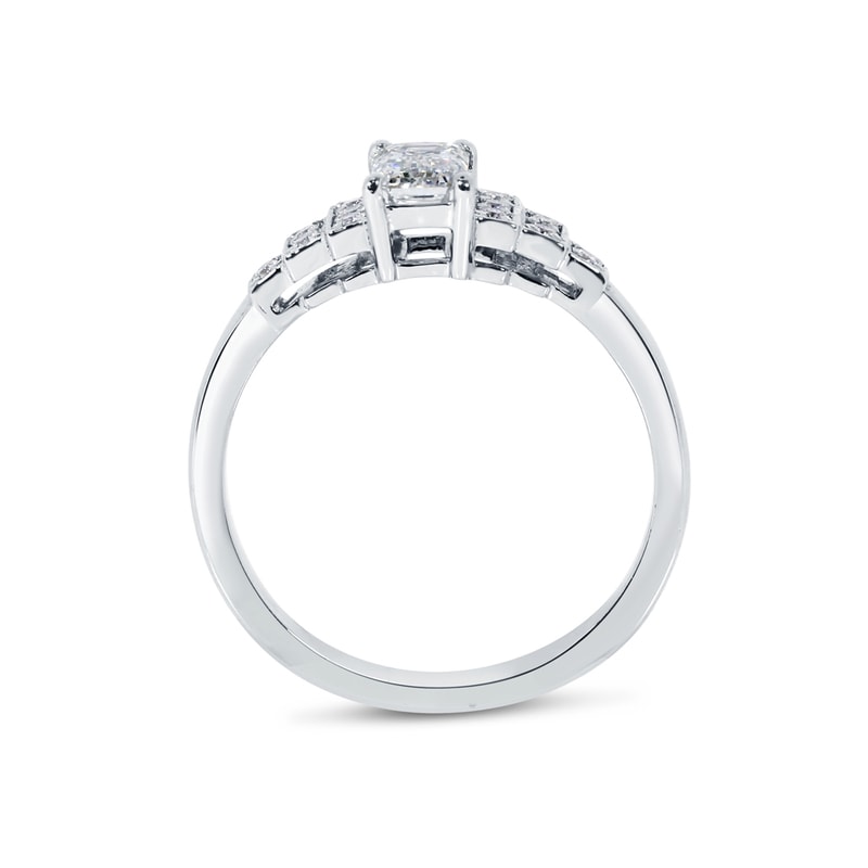 Emerald Cut Art Deco Diamond Engagement Ring view 3