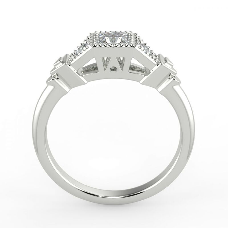 Art Deco Princess Shape Diamond Engagement Ring view 4