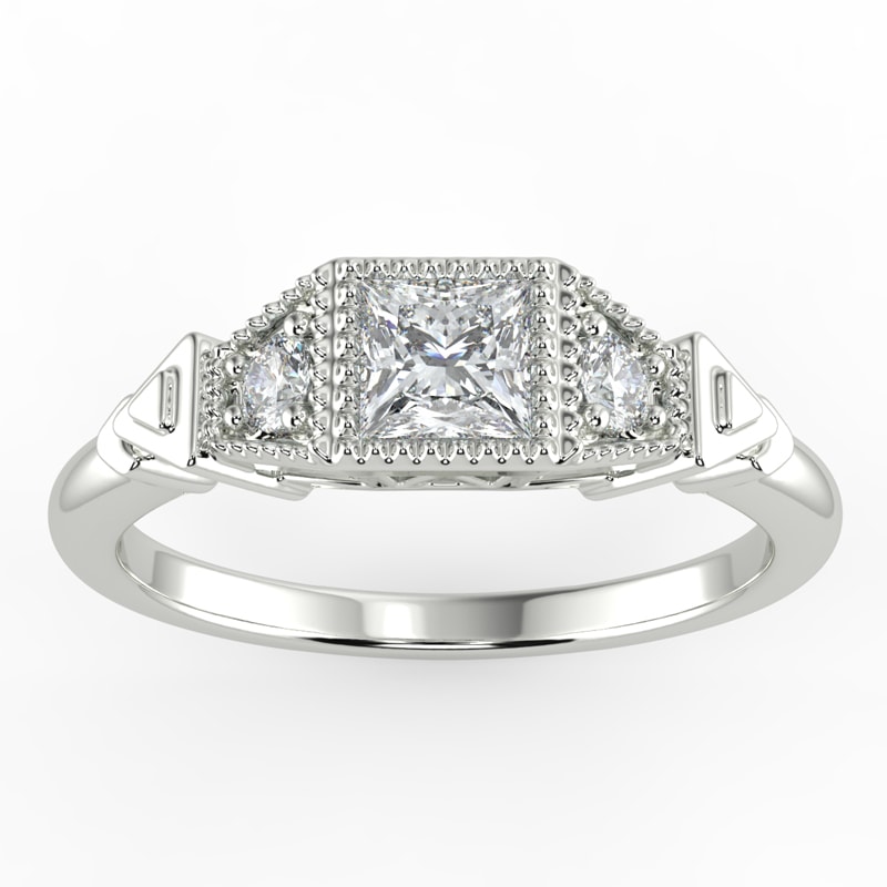 Art Deco Princess Shape Lab Grown Diamond Engagement Ring view 5