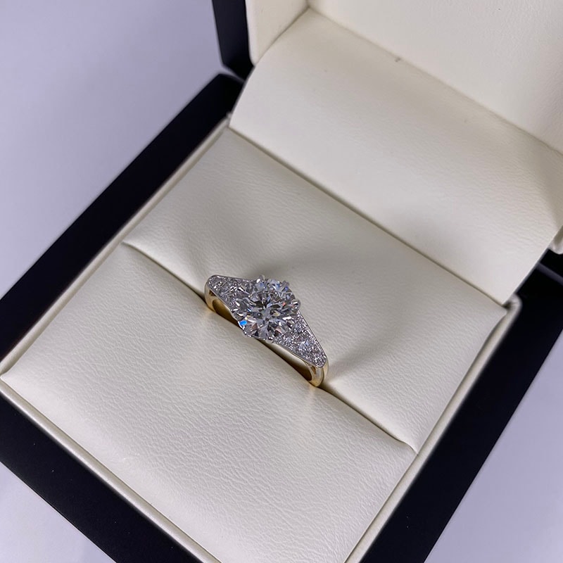 Art Deco Round Shape Diamond Engagement Ring view 6