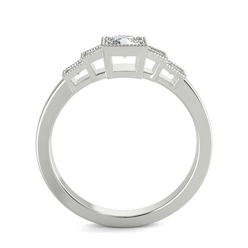 Art Deco Round Shape Frame Diamond Engagement Ring view 5