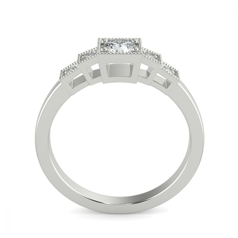 Art Deco Round Shape Frame Diamond Engagement Ring view 4