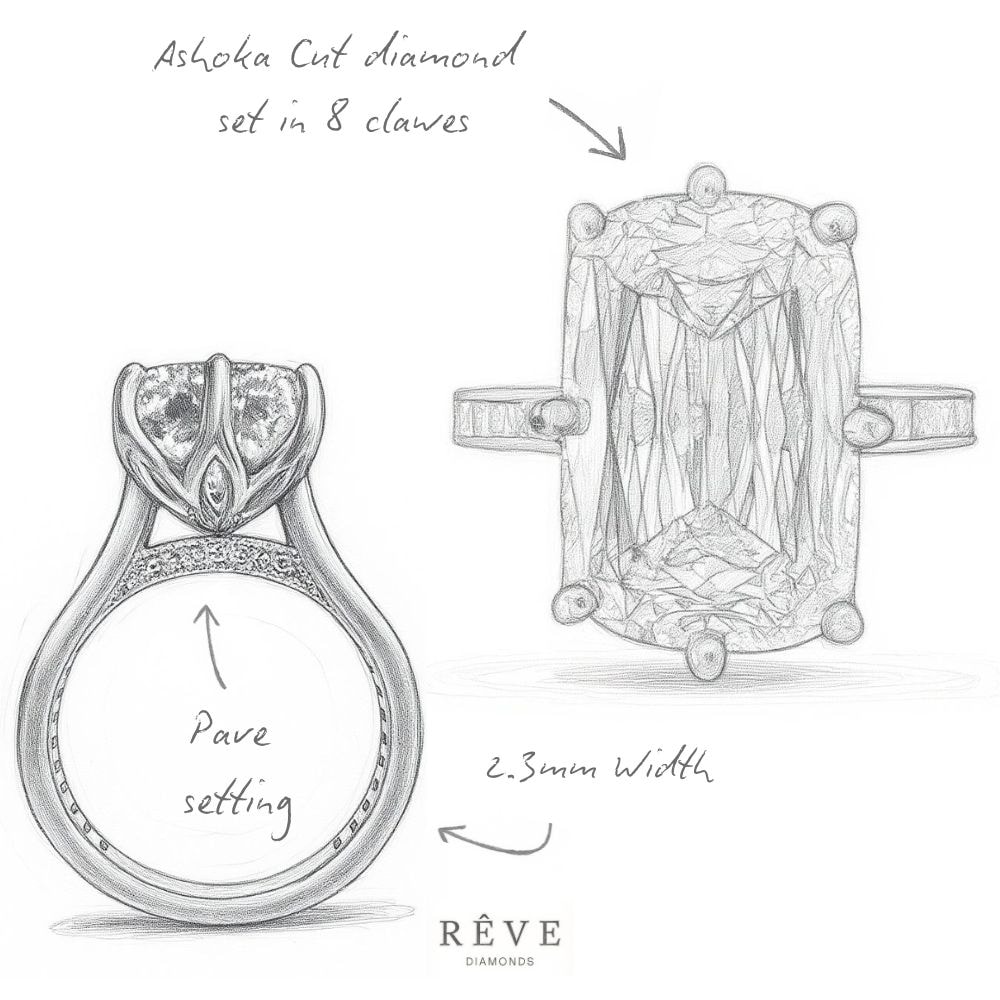 Ashoka Cut Lab Grown Diamond Engagement Ring view 9