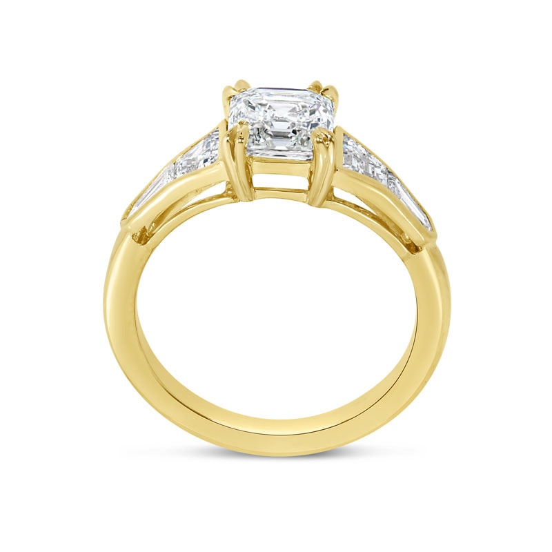 Asscher Shape Trapezoid and Bullets Side Lab Grown Diamond Engagement Ring view 4