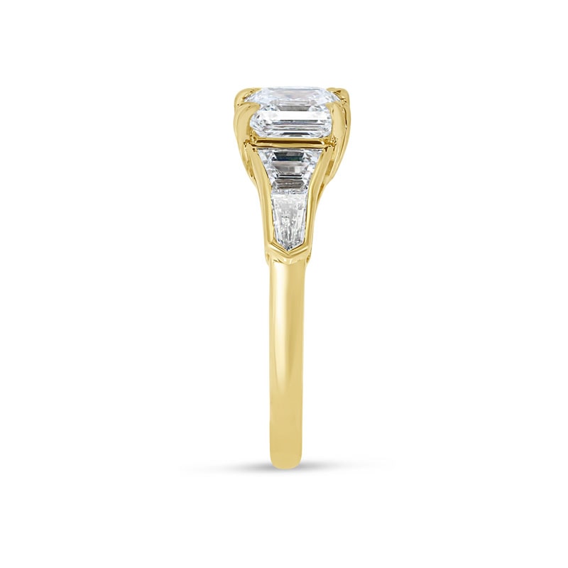 Asscher Shape Trapezoid and Bullets Side Lab Grown Diamond Engagement Ring view 3
