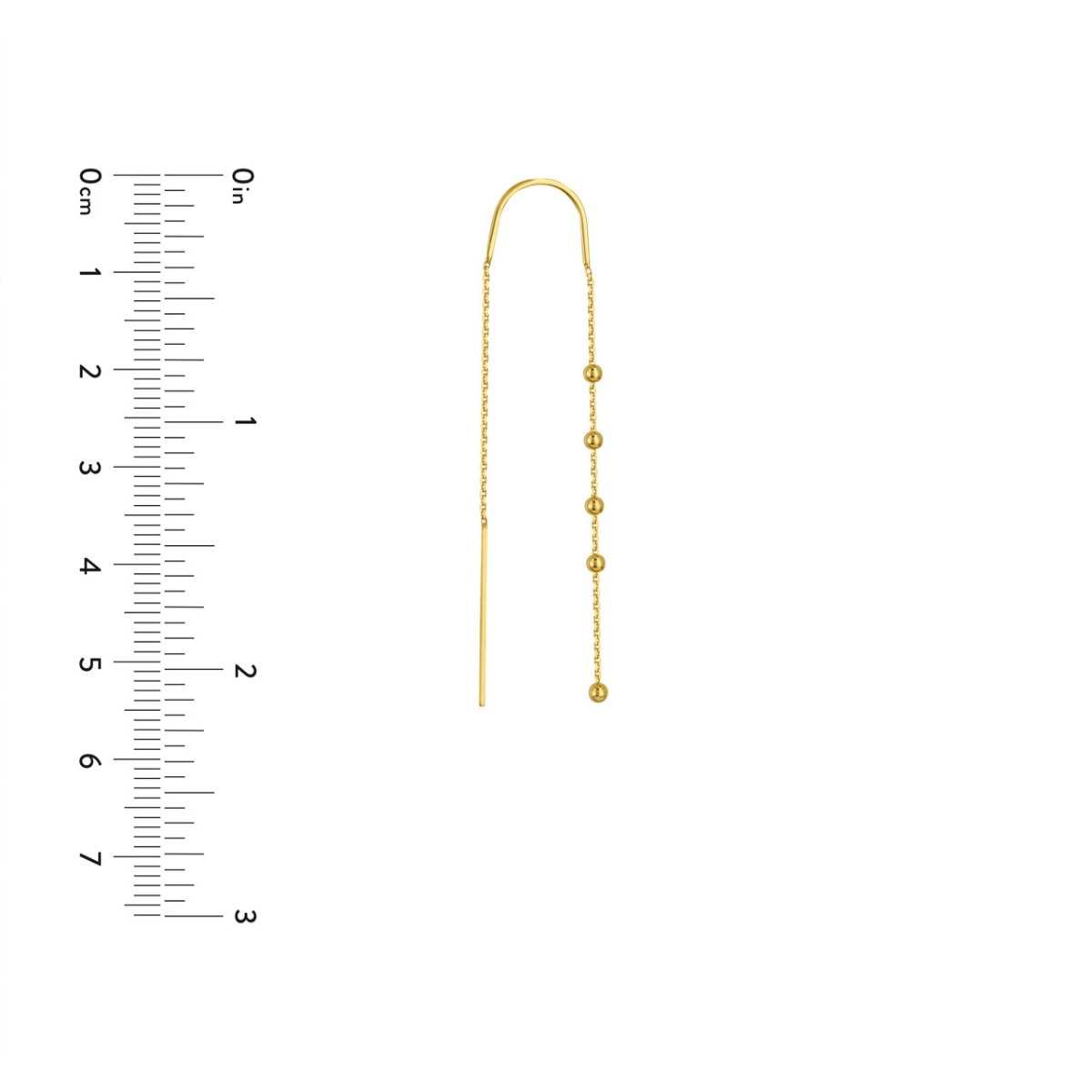 Gold Bead Accent Threader Earrings view 5
