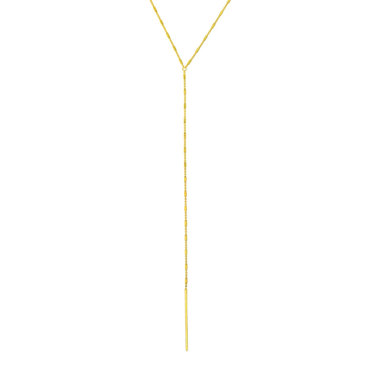 Bead and Bar Lariat Adjustable Gold Necklace