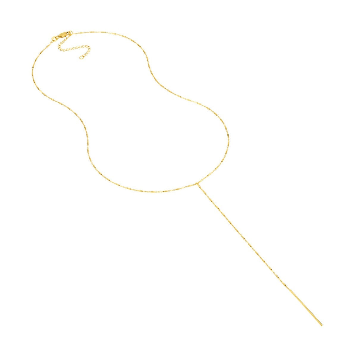 Bead and Bar Lariat Adjustable Gold Necklace view 4