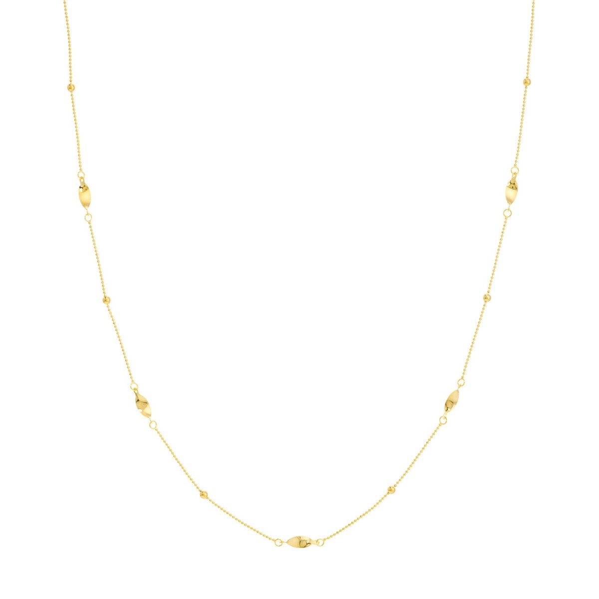 Round and Marquise Gold Bead Necklace view 1