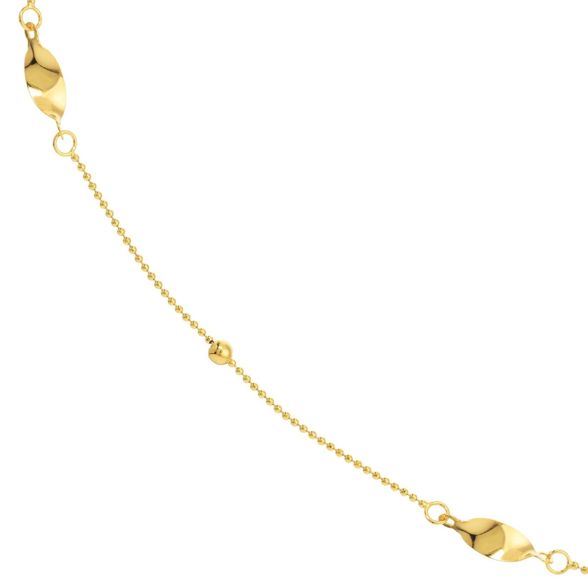 Round and Marquise Gold Bead Necklace view 2