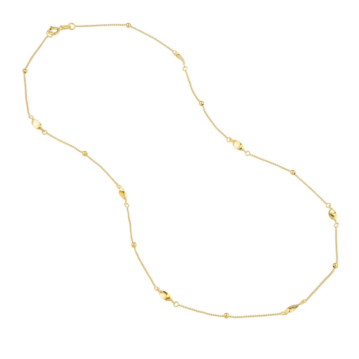 Round and Marquise Gold Bead Necklace view 3