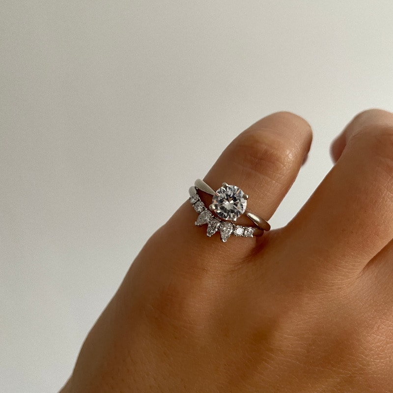 Bespoke Diamond Wedding Band with Pear Shaped Accents view 4