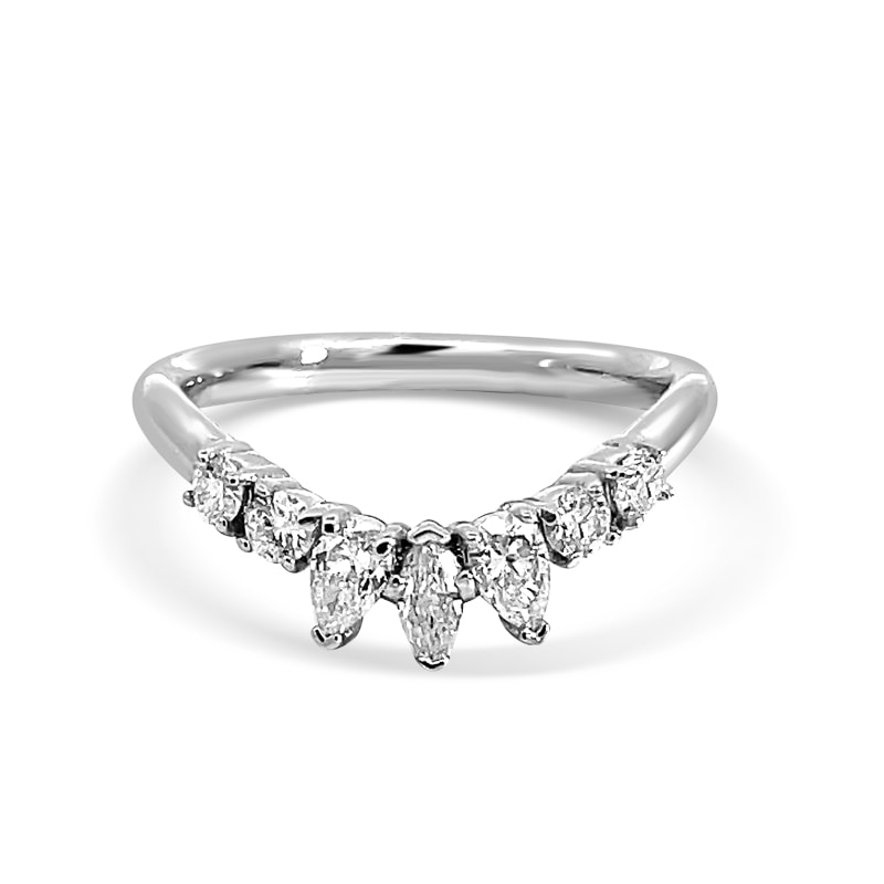 Bespoke Diamond Wedding Band with Pear Shaped Accents view 1