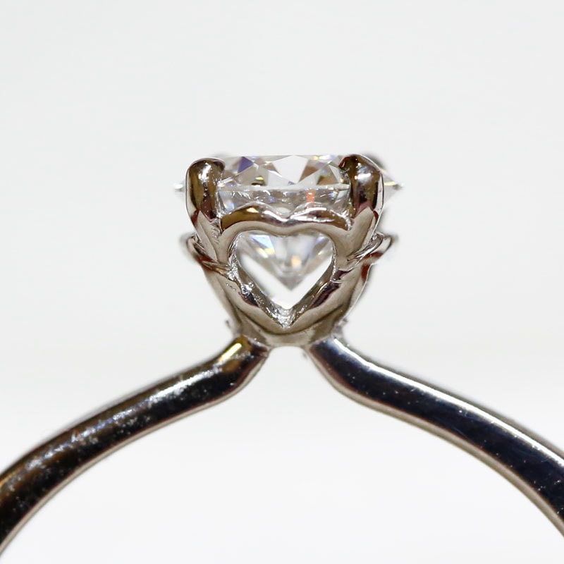 Heart Shape Cut Out Setting Round Solitaire Lab Grown Diamond Engagement Ring view 6