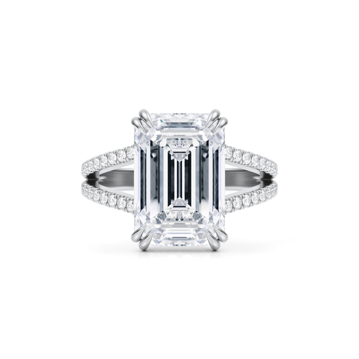 Beyonce Emerald Pave Split Shank Diamond Engagement Ring