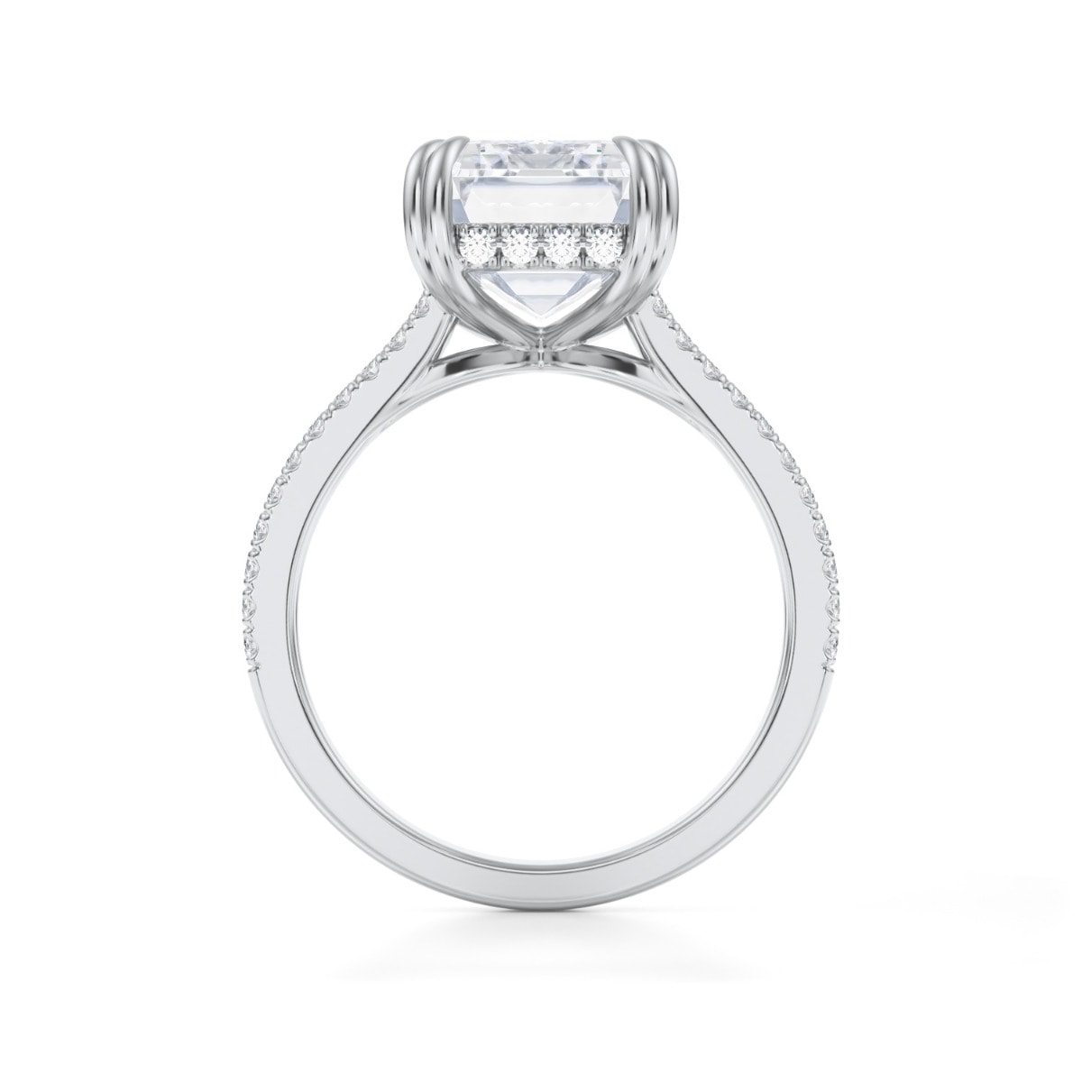 Beyonce Emerald Pave Split Shank Diamond Engagement Ring view 4