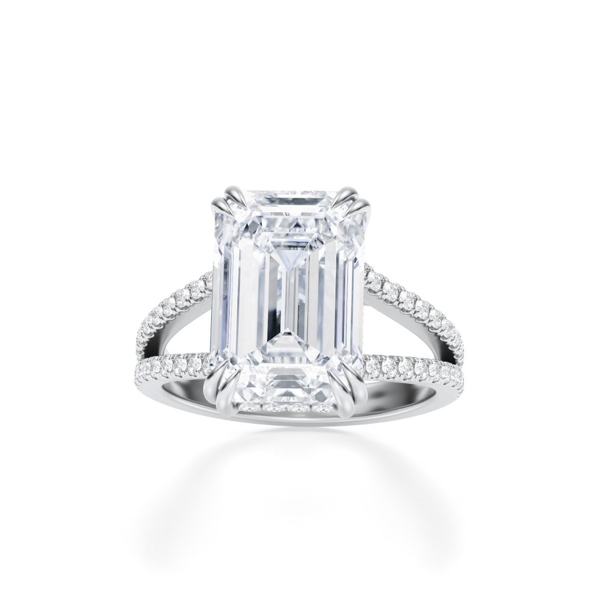Beyonce Emerald Pave Split Shank Lab Grown Diamond Engagement Ring view 5