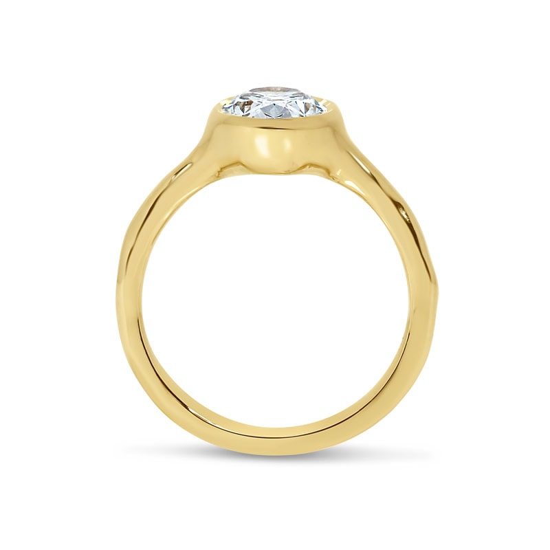 Bezel Oval Shape Contemporary Lab Grown Diamond Engagement Ring view 5