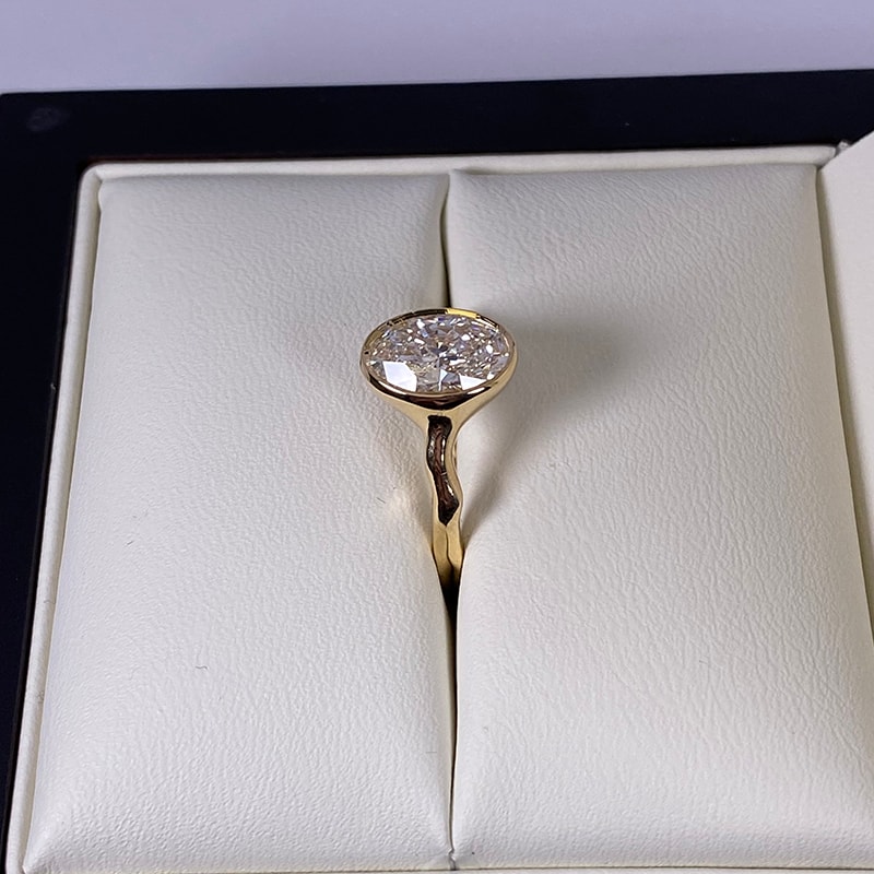 Bezel Oval Shape Contemporary Diamond Engagement Ring view 7