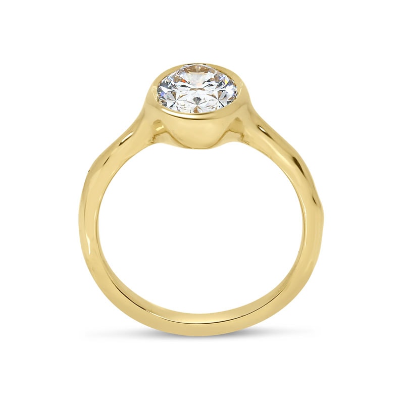 Bezel Oval Shape Contemporary Diamond Engagement Ring view 3