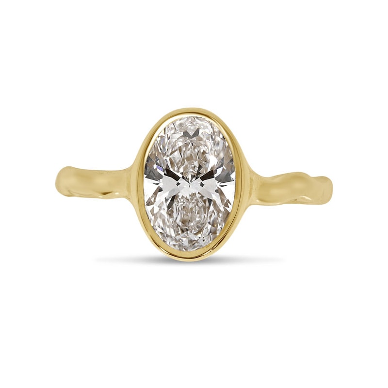 Bezel Oval Shape Contemporary Diamond Engagement Ring