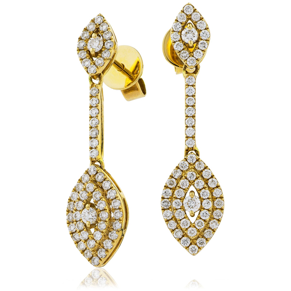 Marquise Shape Bar Set Pave Drop Diamond Earrings view 5