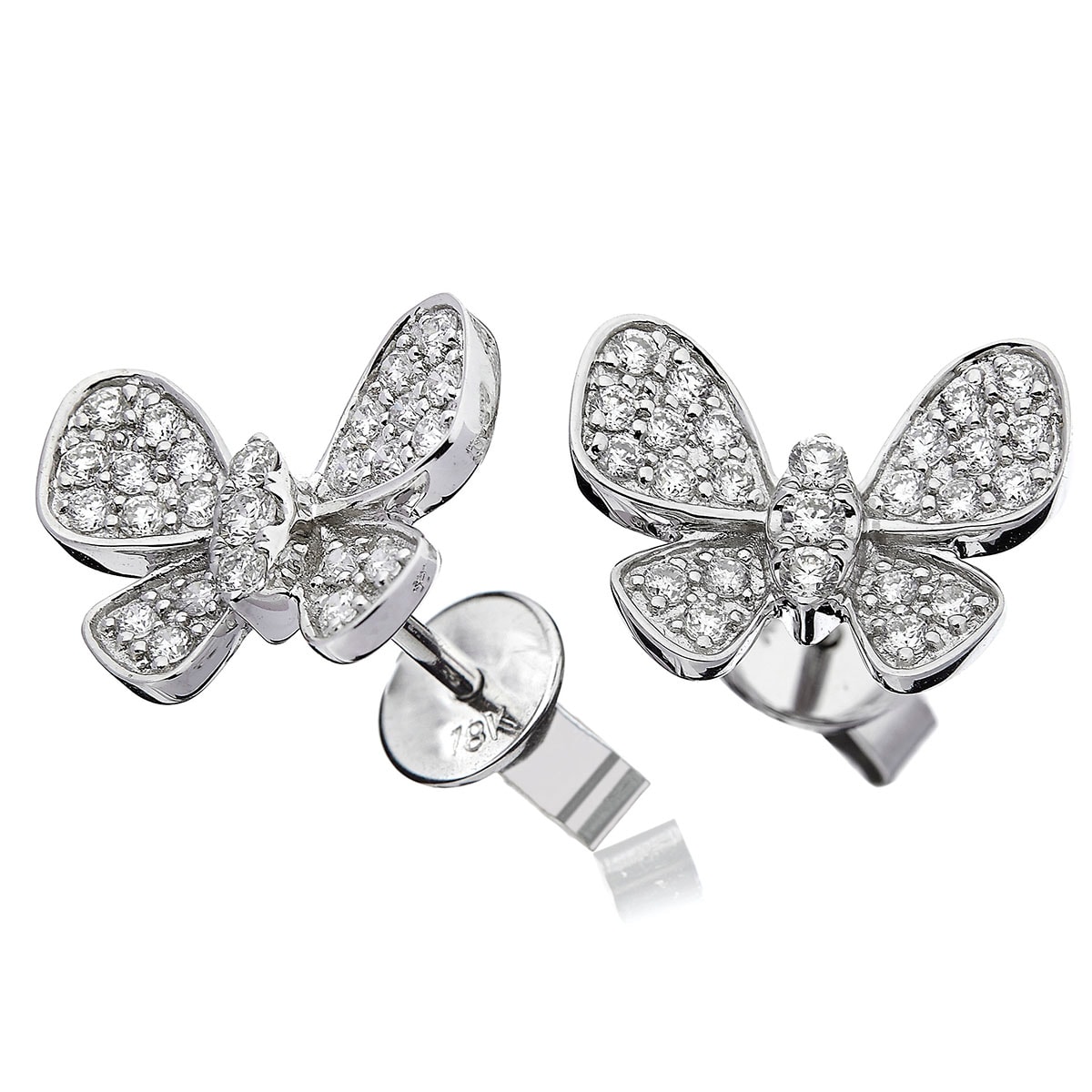Butterfly Shape Diamond Earrings Studs view 1