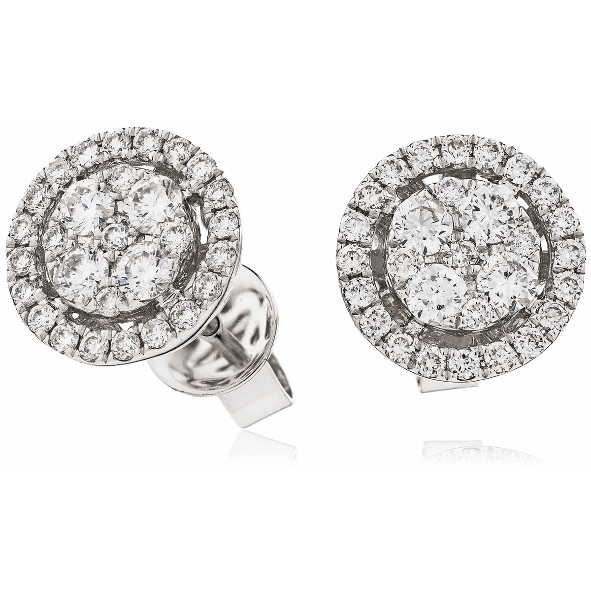 Medium Open Halo Pave Diamond Earring Studs view 1