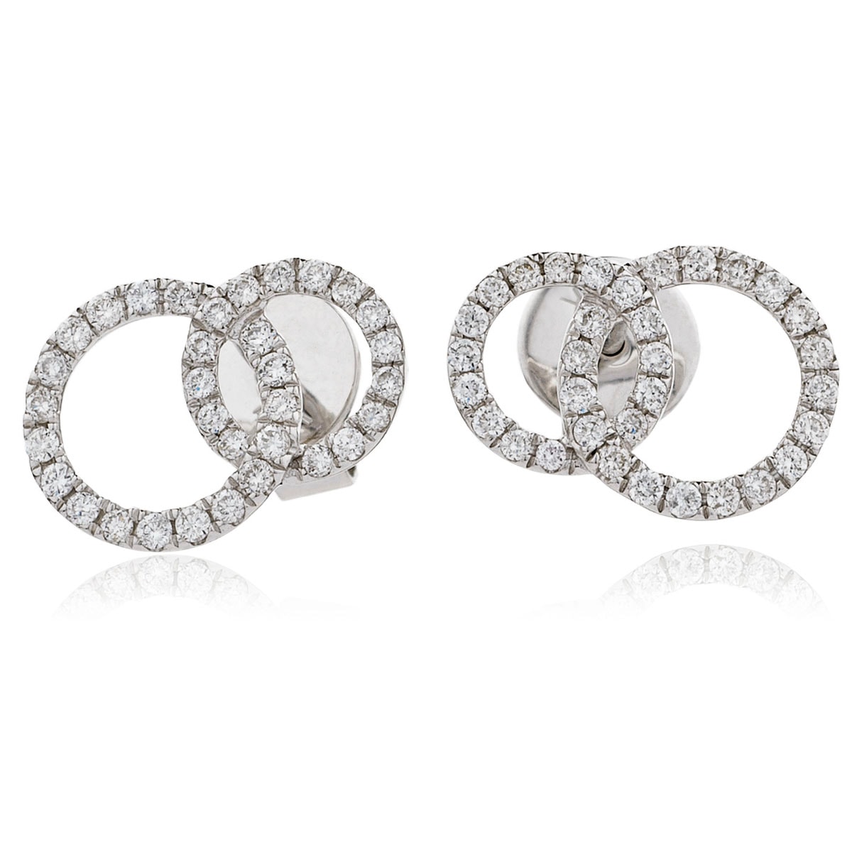Fixed Double Circle Diamond Earring Studs view 1
