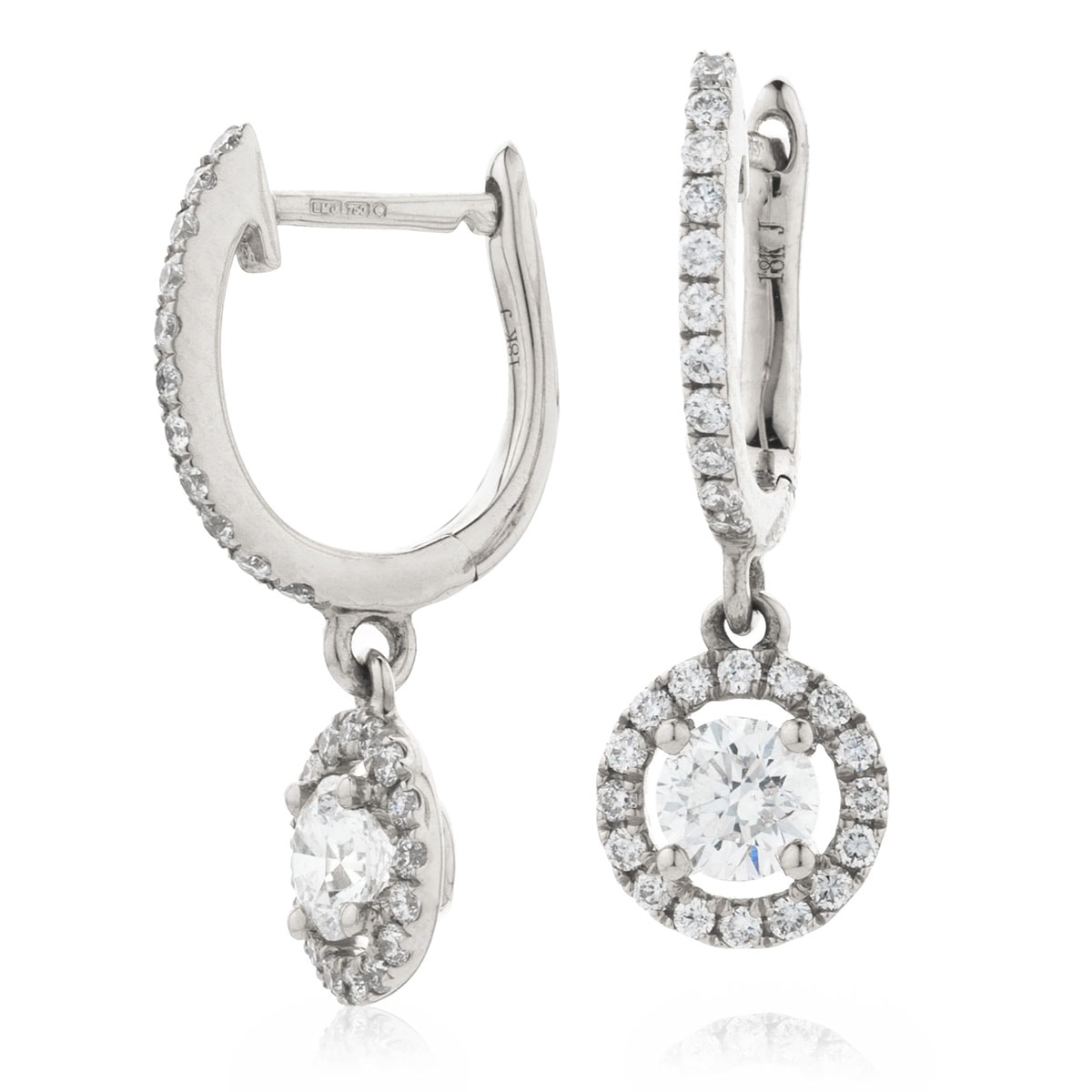 Halo Drop Hoops Diamond Earring view 1