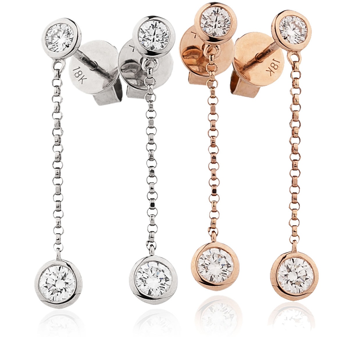 Double Diamond Drop Earrings view 1