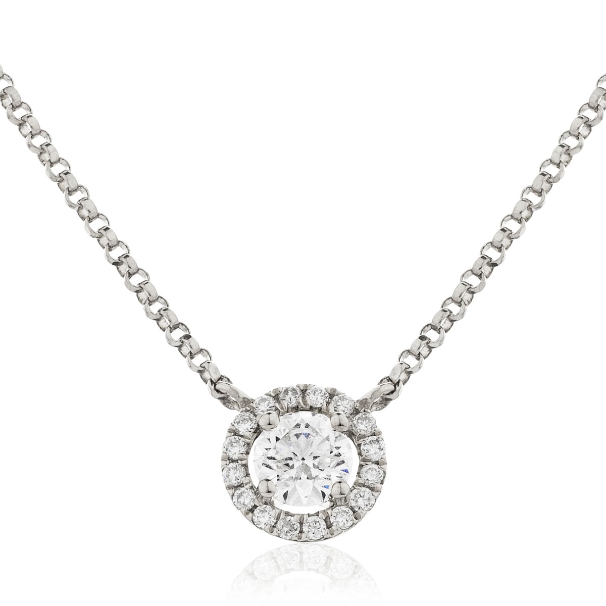 Fixed Single Halo Diamond Pendant