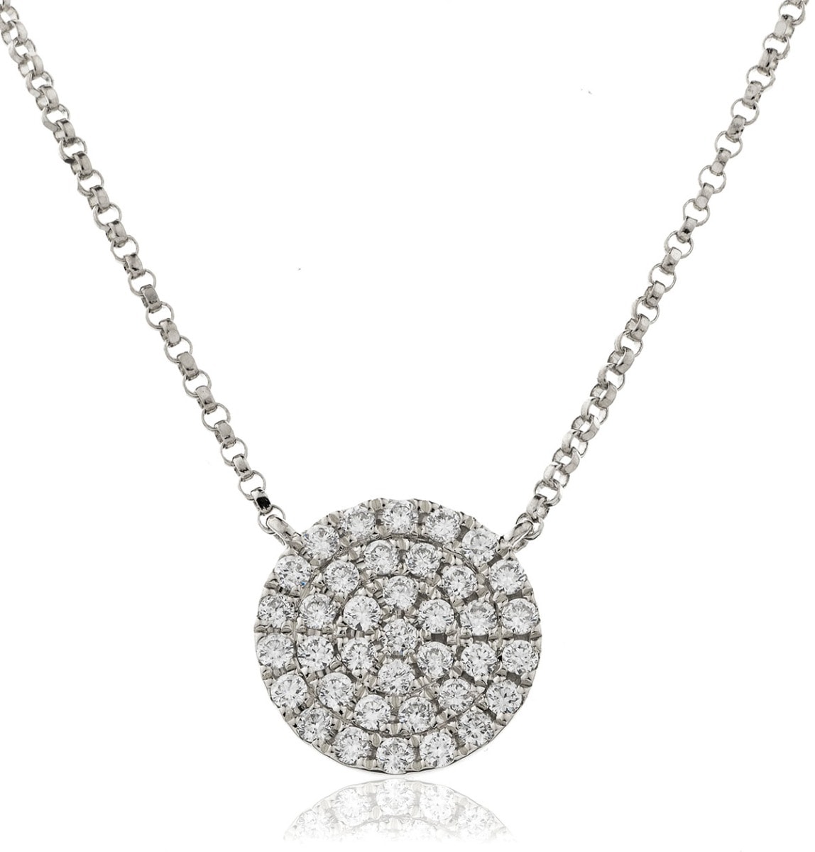 Pave Round Disk Diamond Necklace view 1