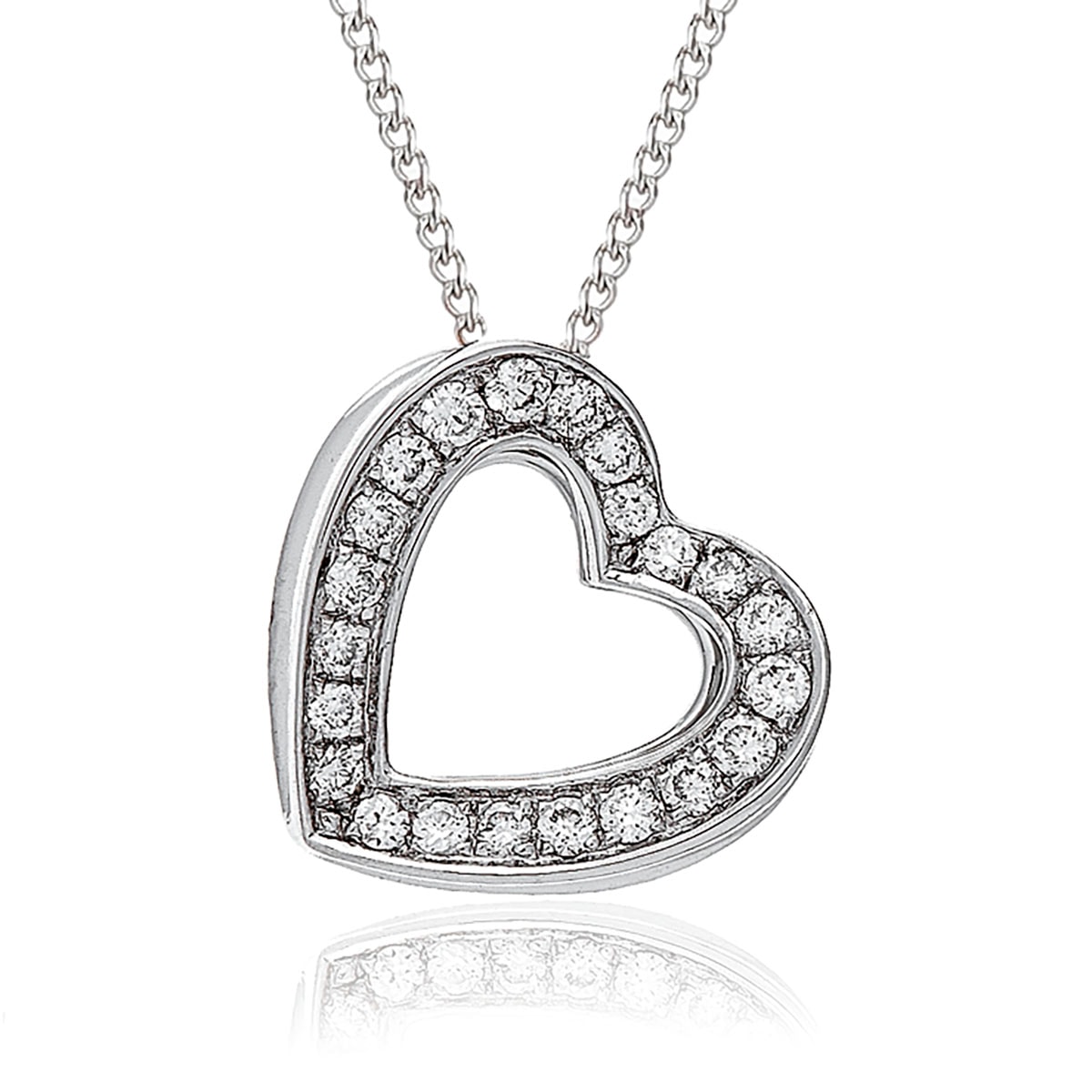3D Heart Pave Diamond Necklace view 1