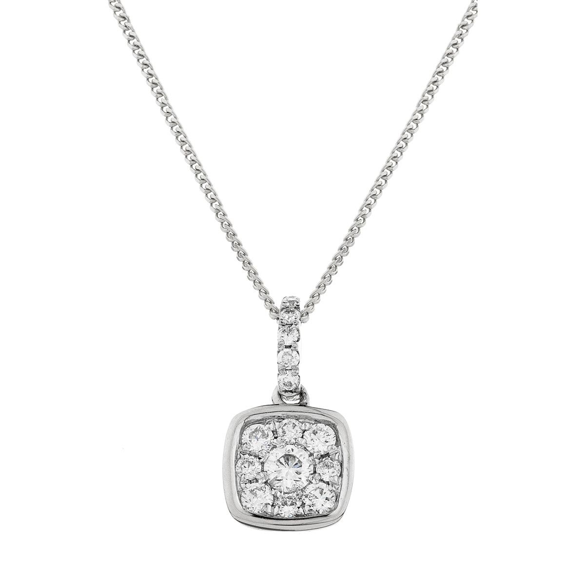 Cushion Shape Pave Diamond Necklace view 1