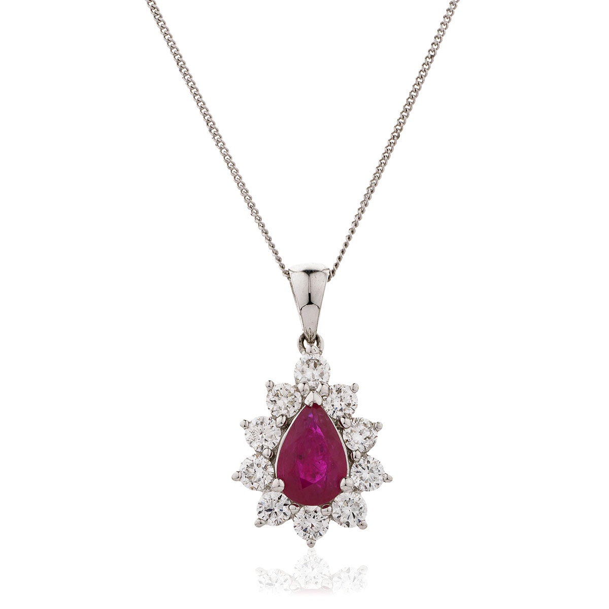 Pear Shape Ruby Cluster Diamond Pendant view 1