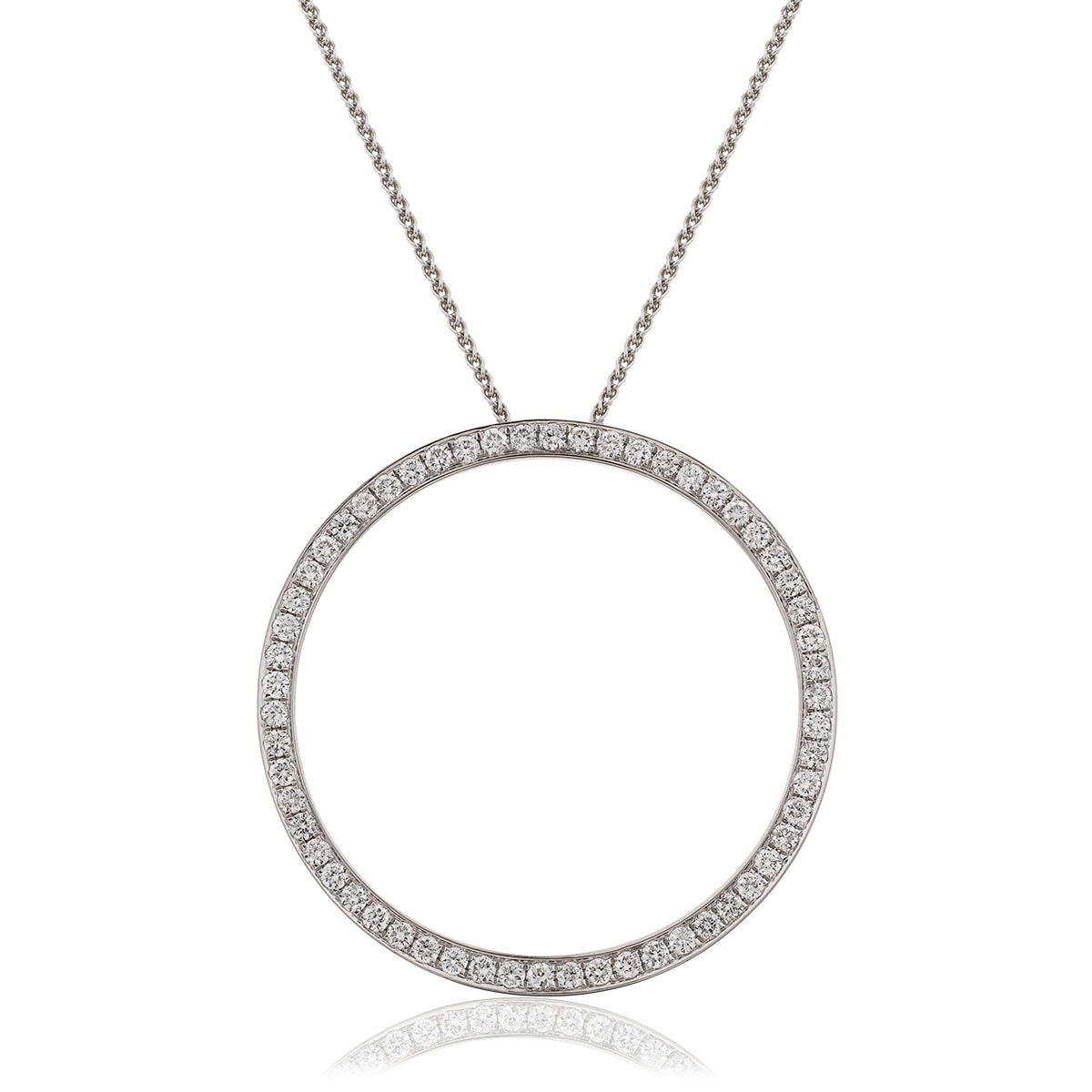 Circle 1ct Grain Set Round Diamond Necklace